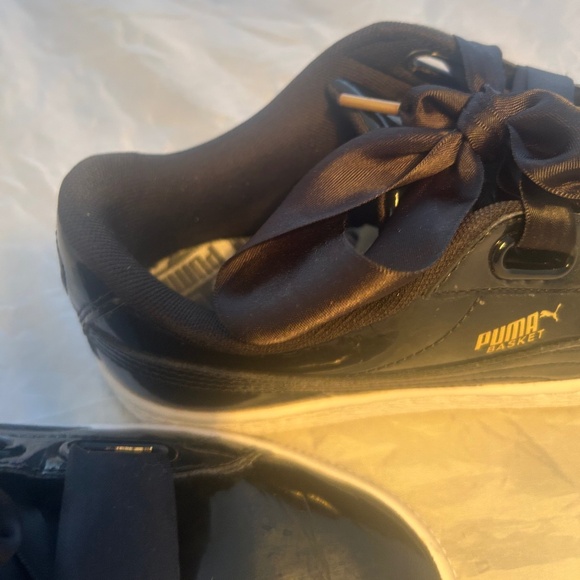 PUMA BASKET PATENT LEATHER SNEAKERS WITH RIBBON DETAIL SIZE 9.5 - Picture 5 of 13